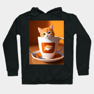 Adorable Orange Cat Illustration- Modern Digital Art Hoodie